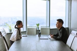 Job interview in a modern office setting